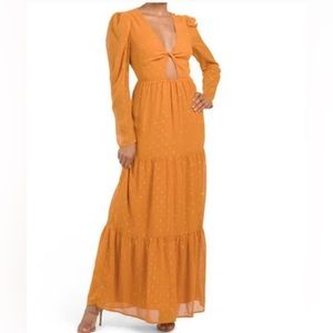 Rachel Roy Honey Mustard Tiered with Cut Out Maxi Dress